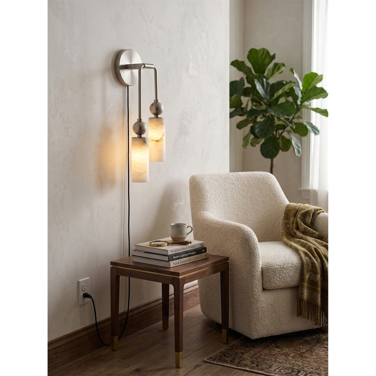 Eiraina albasten wandlamp met stekker