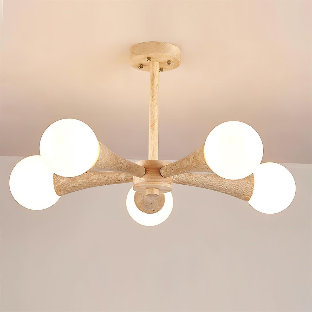 Tavenina Vlakke plafondlamp Hout travertin