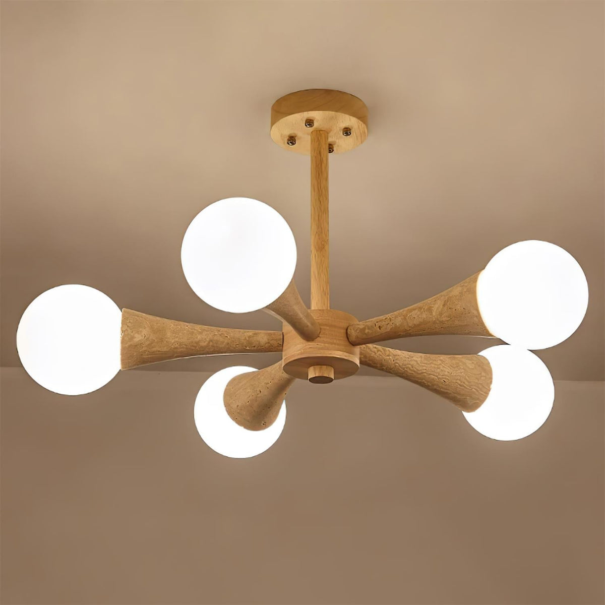 Tavenina Vlakke plafondlamp Hout travertin