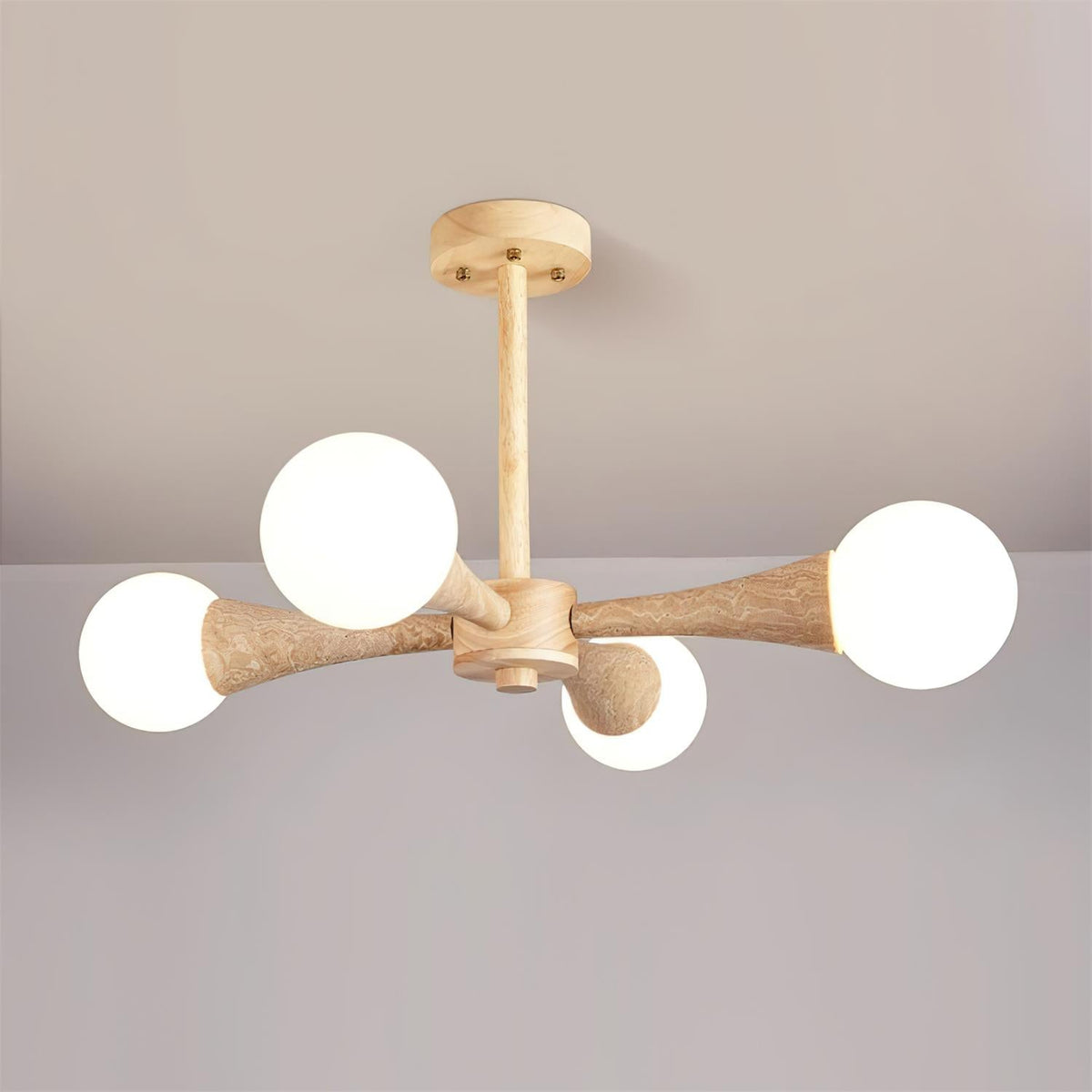 Tavenina Vlakke plafondlamp Hout travertin
