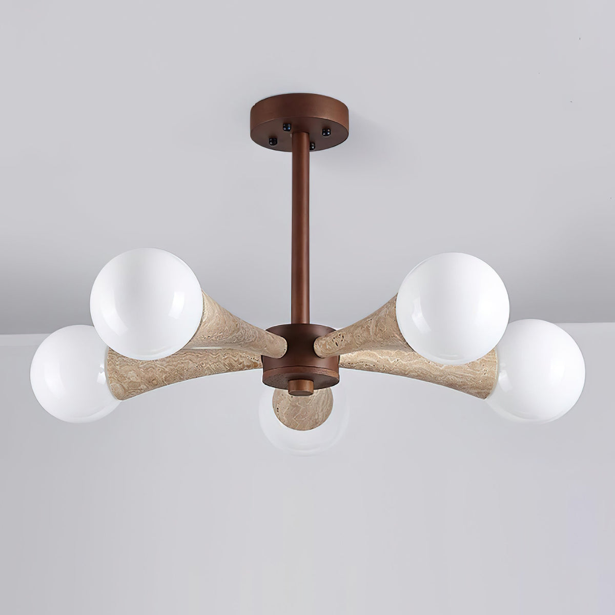 Tavenina Vlakke plafondlamp Hout travertin