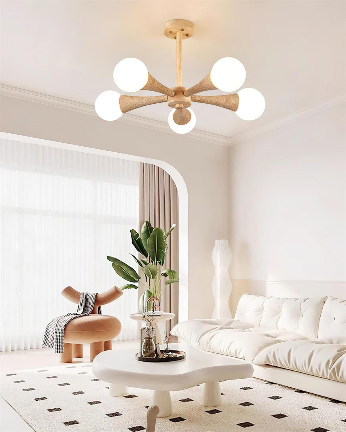 Tavenina Vlakke plafondlamp Hout travertin