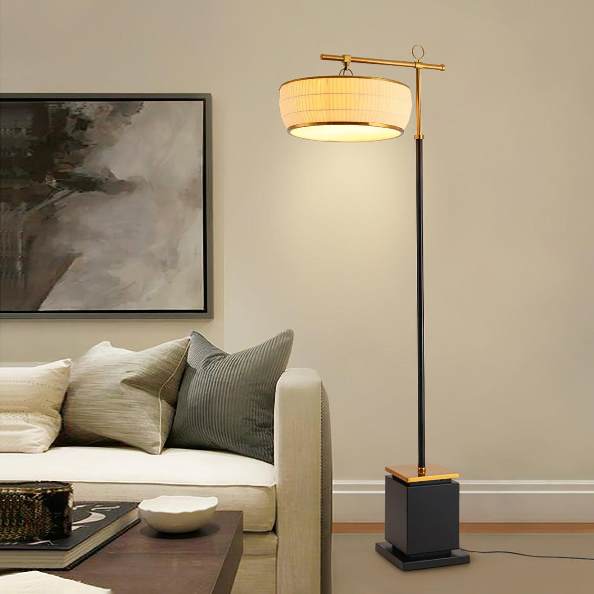 Socor moderne vloerlamp met stoffen kap