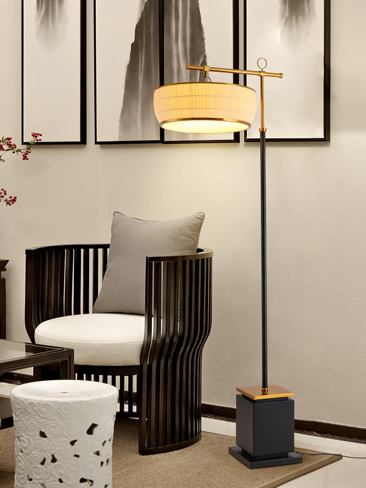 Socor moderne vloerlamp met stoffen kap