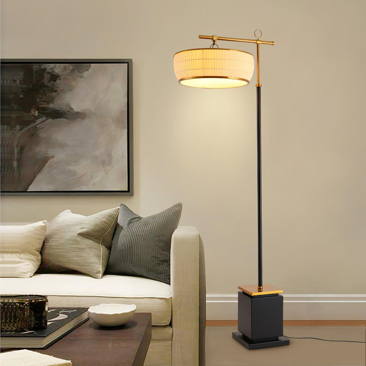 Socor moderne vloerlamp met stoffen kap