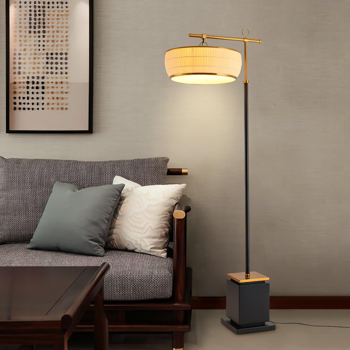 Socor moderne vloerlamp met stoffen kap