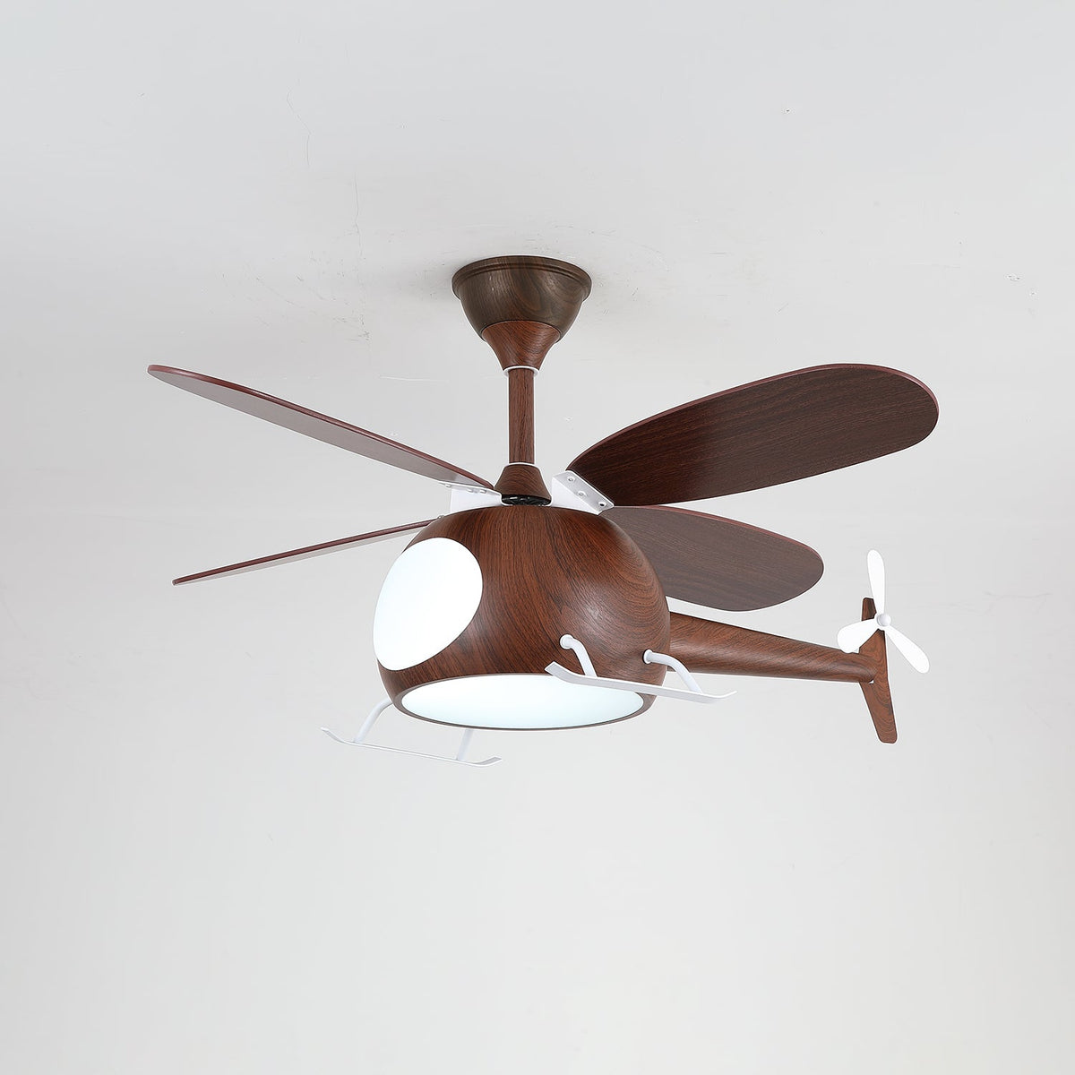 Aviara Moderne plafondventilator met verlichting van walnoothout voor kinderen