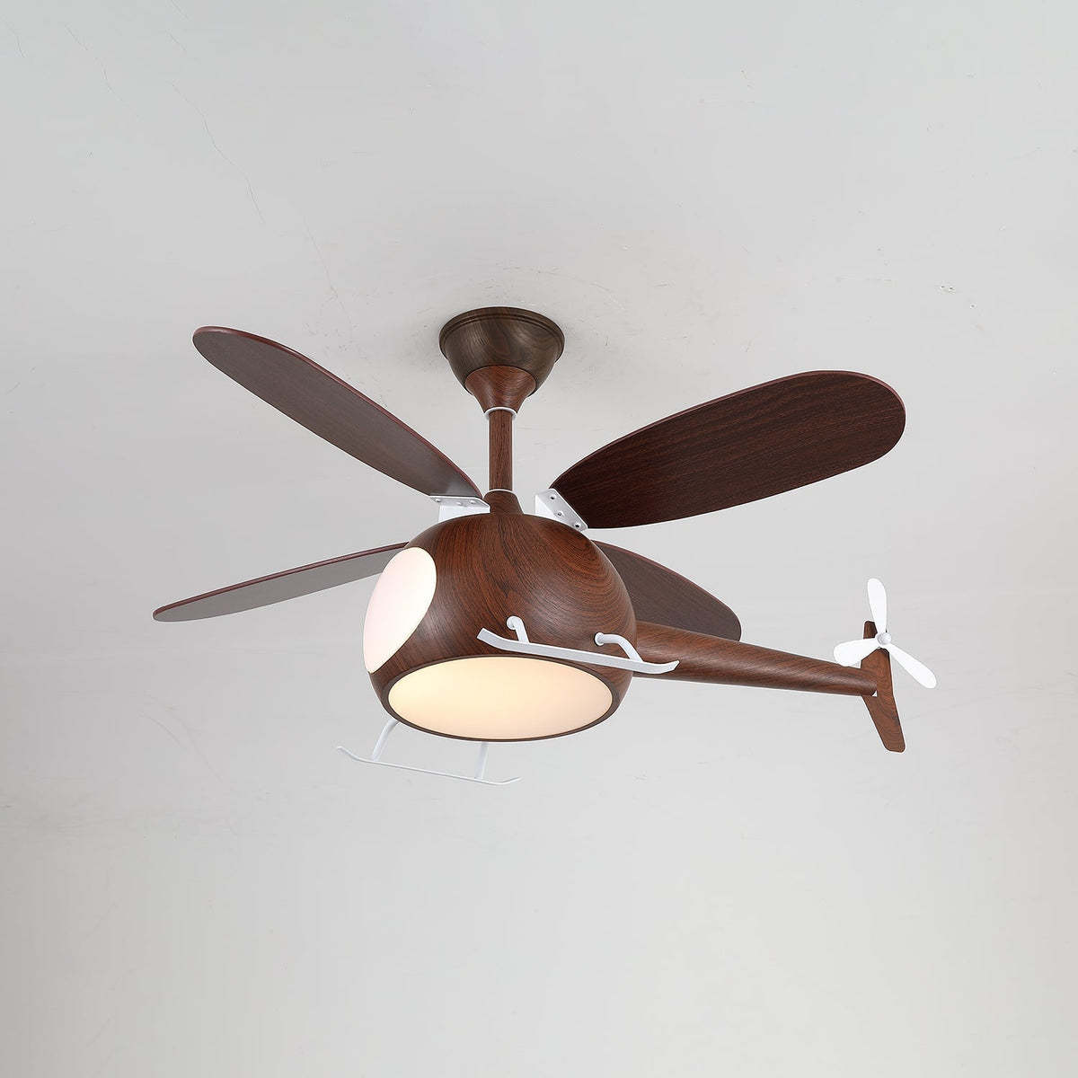 Aviara Moderne plafondventilator met verlichting van walnoothout voor kinderen