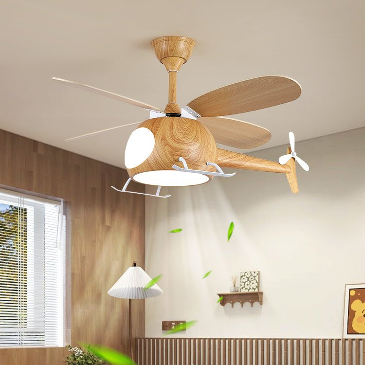 Aviara Moderne plafondventilator met verlichting van walnoothout voor kinderen