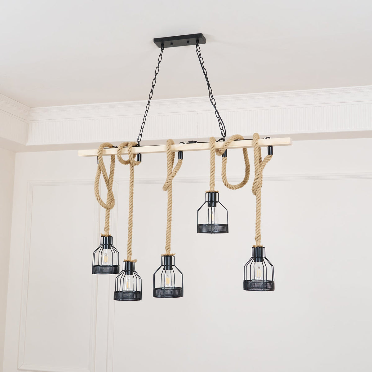 Arove hanglamp van hennepkoord industriële stijl
