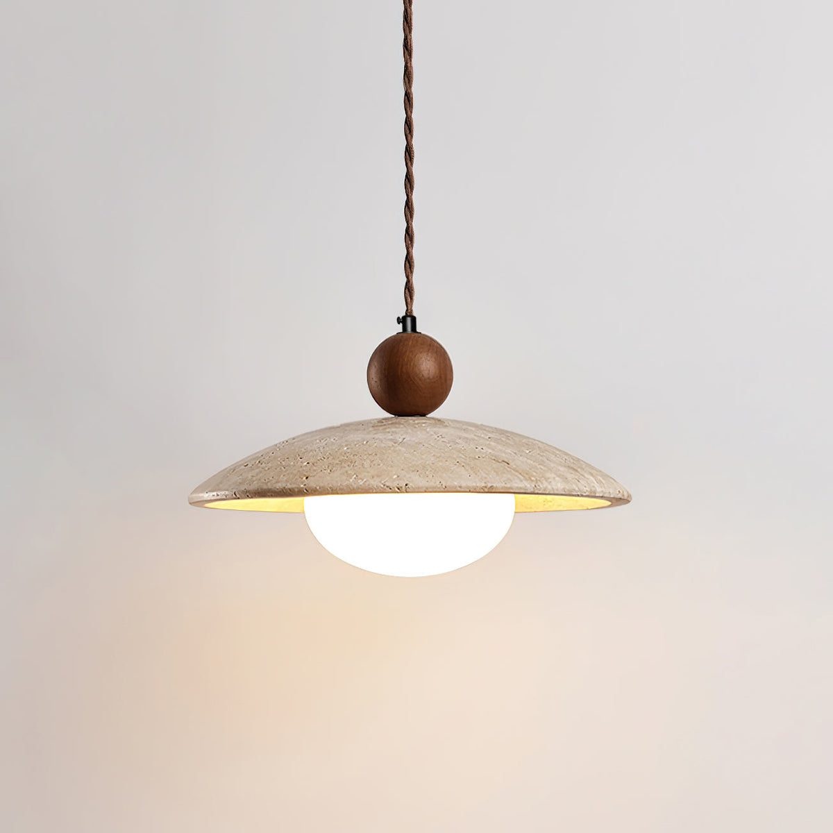Travaro travertin hanglamp met houten accent