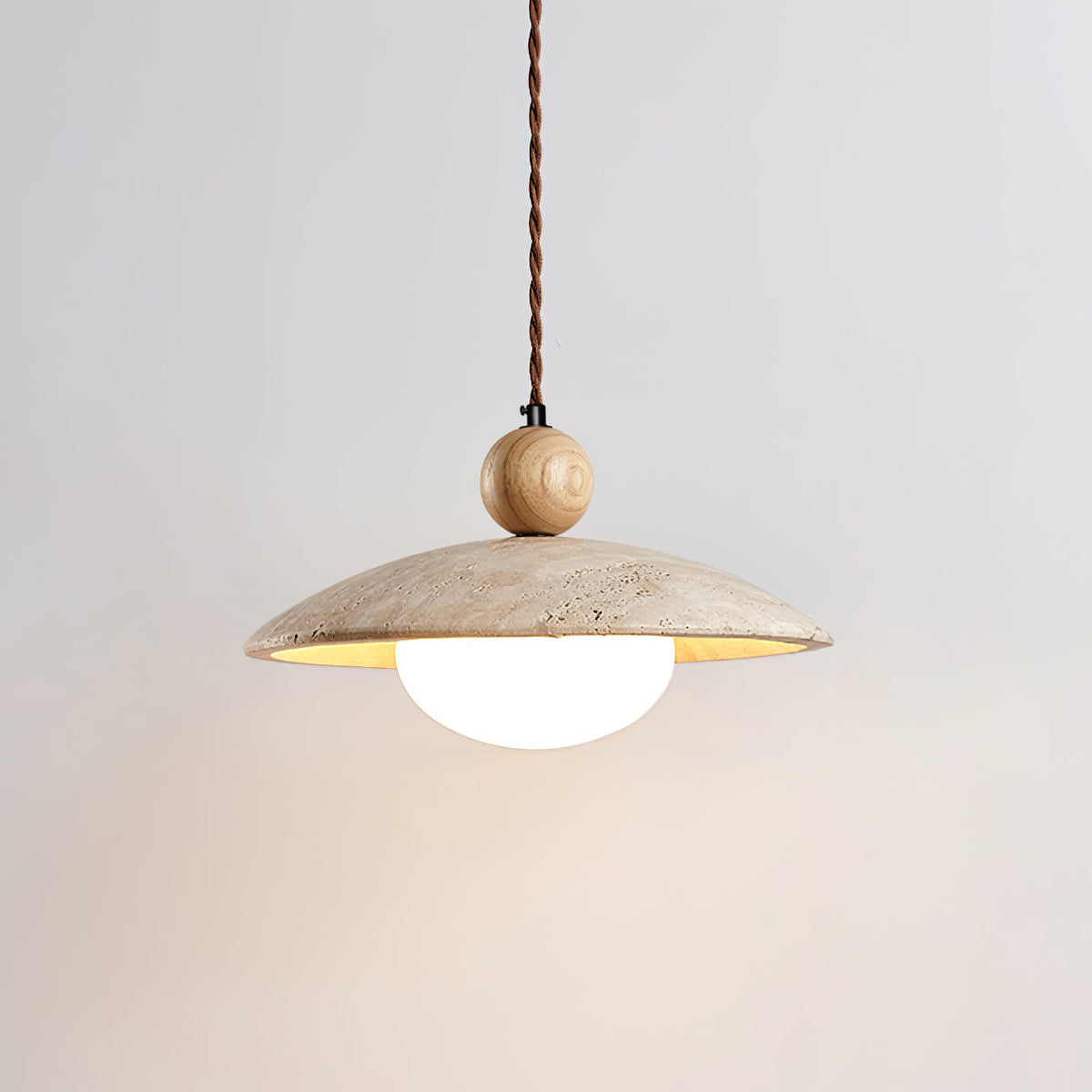 Travaro travertin hanglamp met houten accent