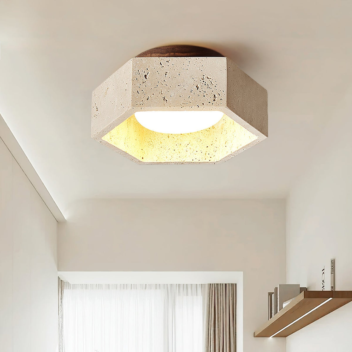 Noriaine plafondlamp van geel travertin