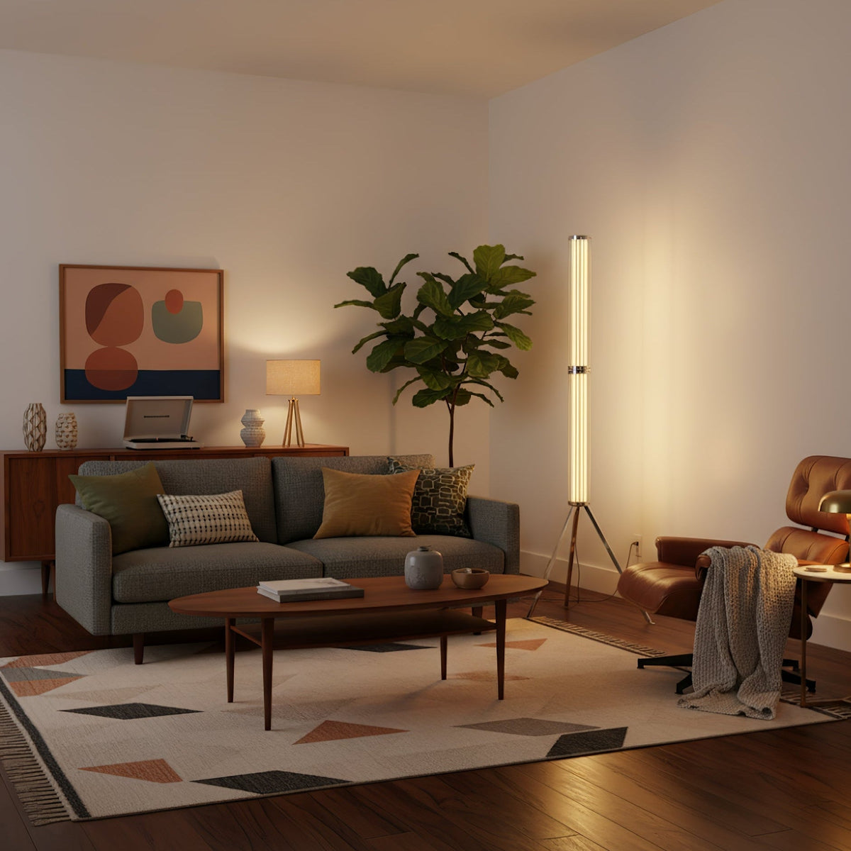 Thessan Hexagonale vloerlamp van glas