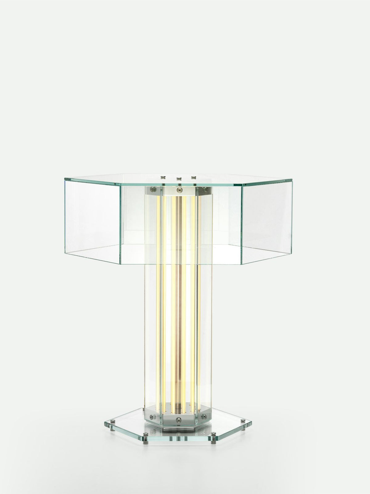 Hexagonal tafellamp van glas