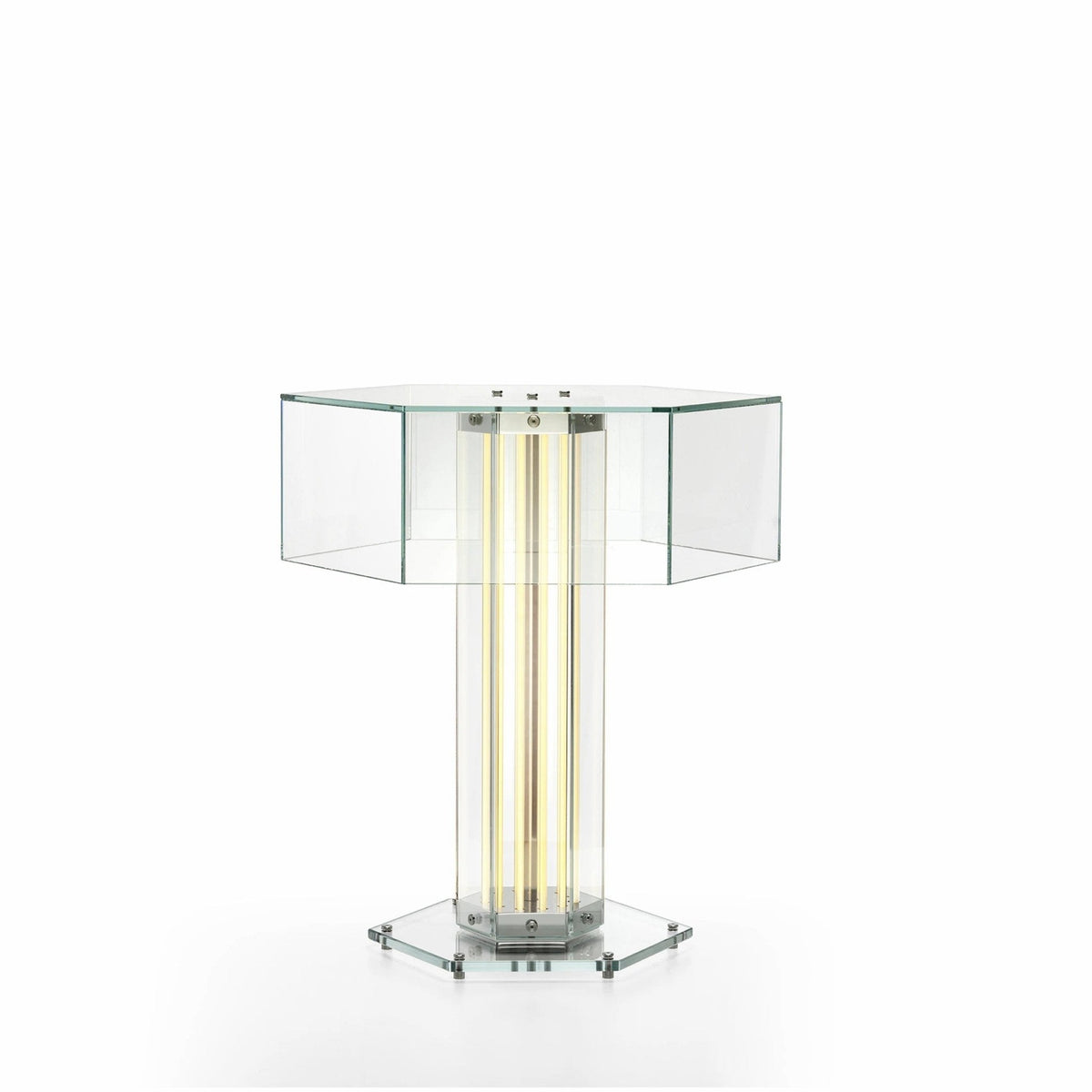 Hexagonal tafellamp van glas