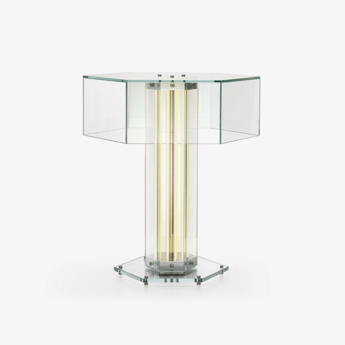 Hexagonal tafellamp van glas
