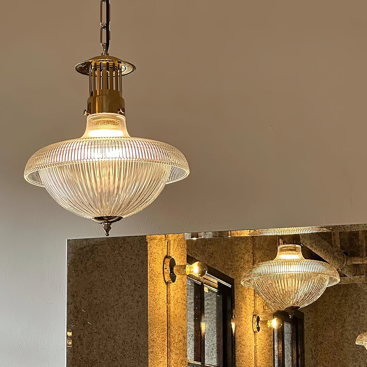 Velenora hanglamp van goudkleurig met helder