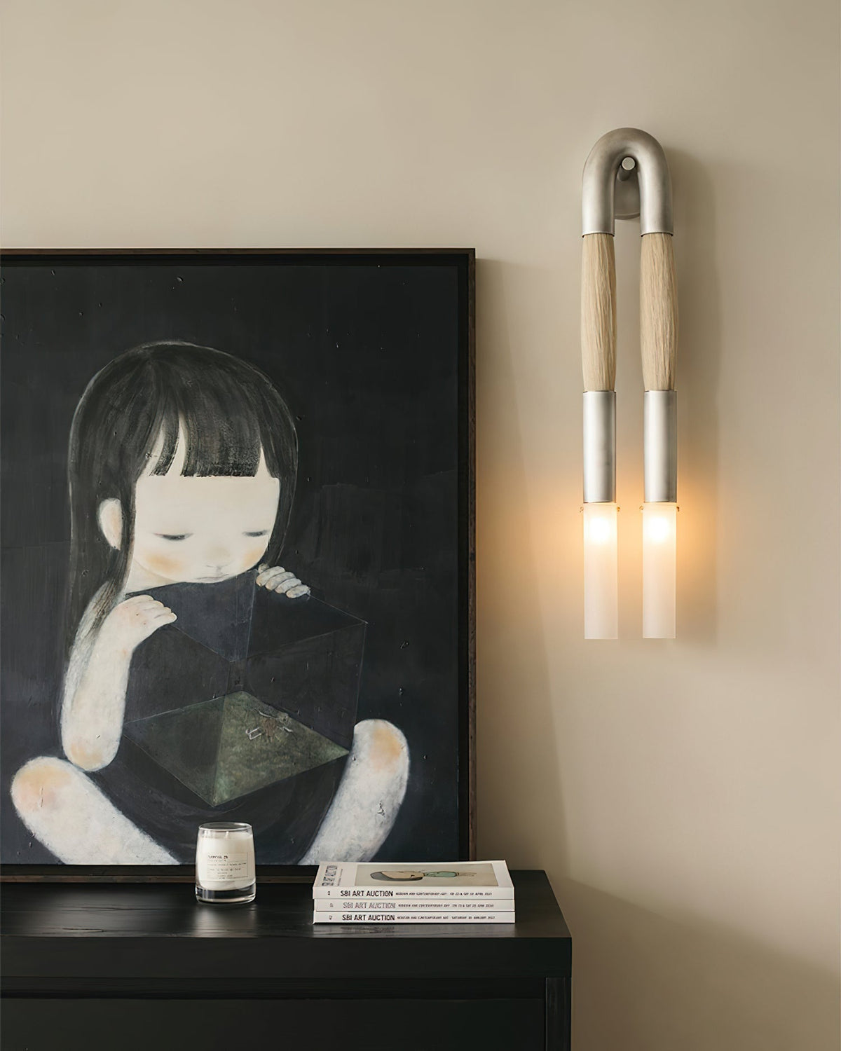 Aurelielle wandlamp met paardenhaar en messing afwerking