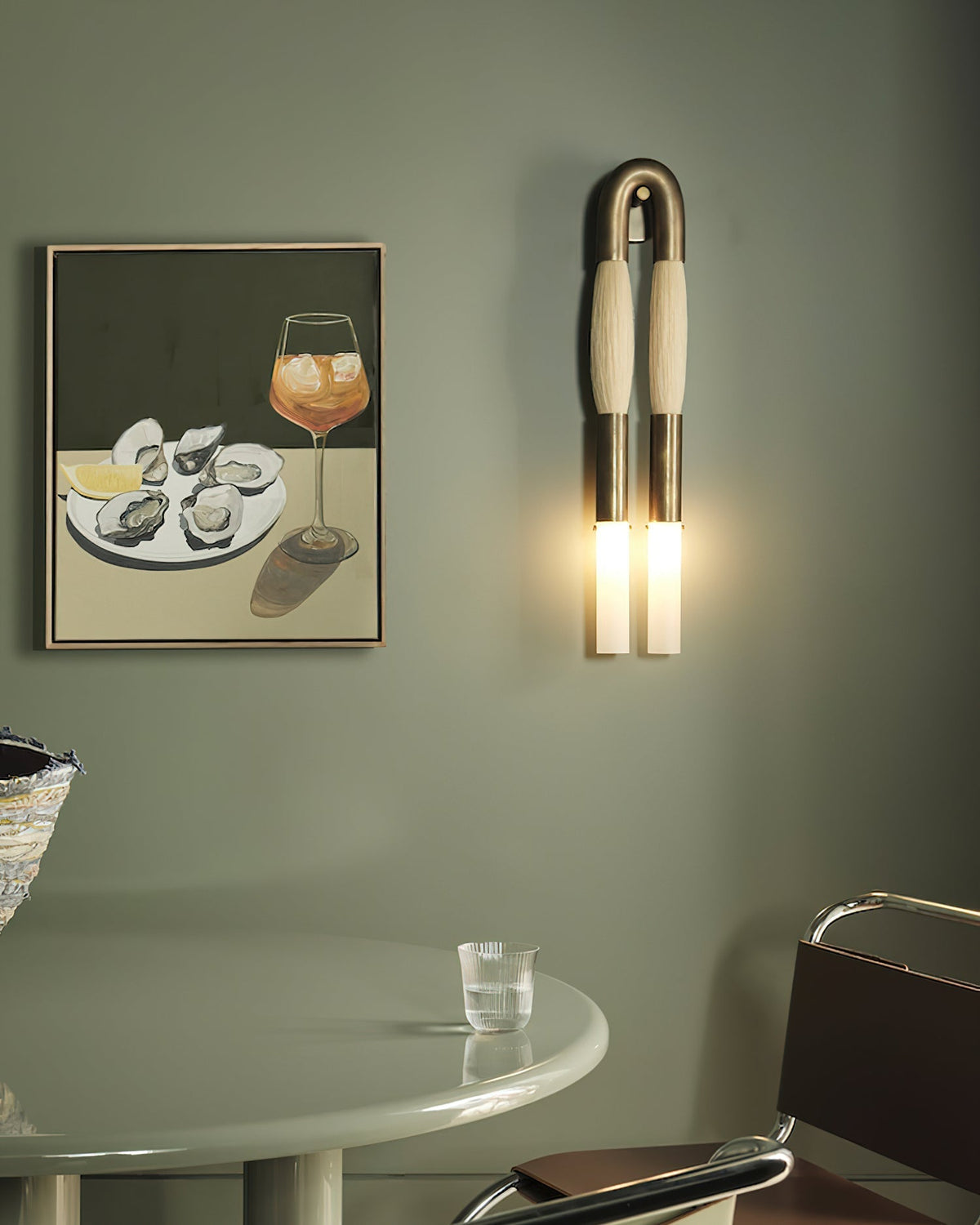 Aurelielle wandlamp met paardenhaar en messing afwerking