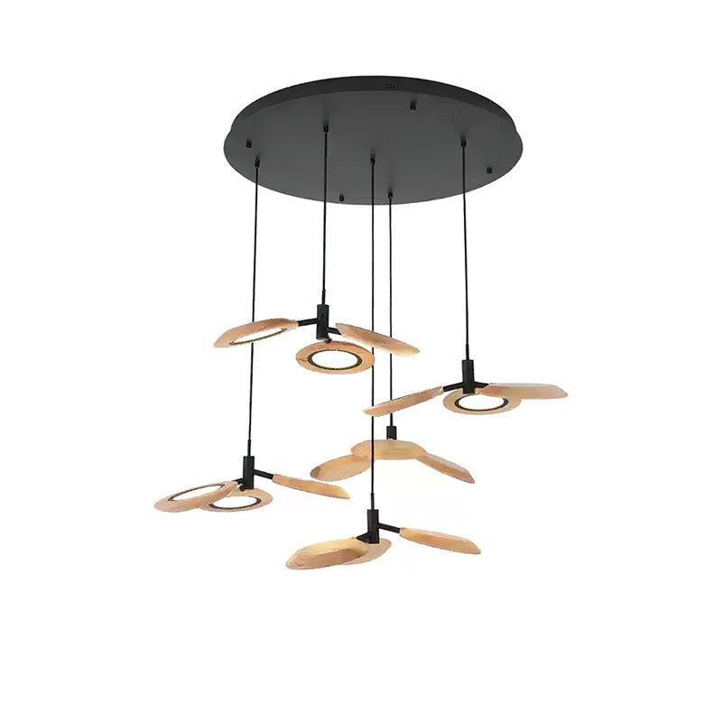 Alnoraris hanglamp met drie lagen van houten schijven
