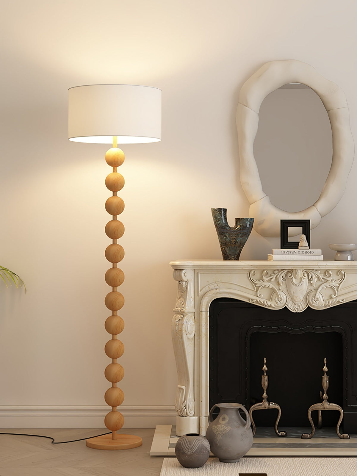 Paston houten vloerlamp met stoffen kap