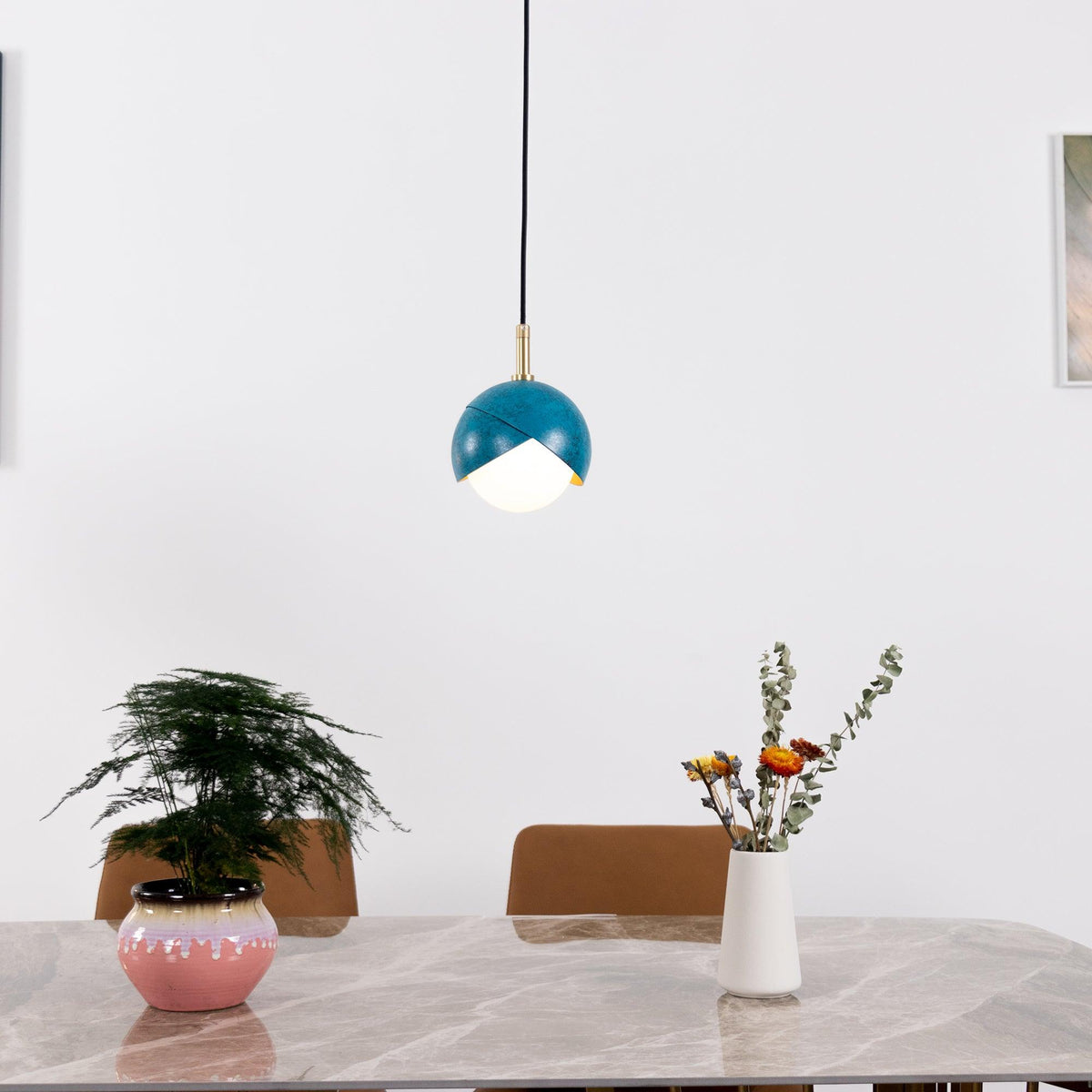 Jynara Hanglamp Messing genest opaal Bolvormig modern