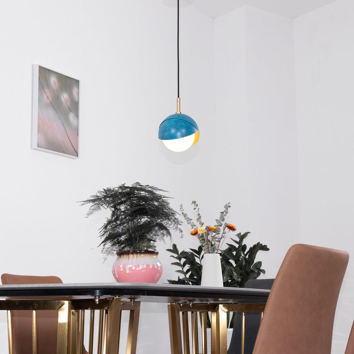 Jynara Hanglamp Messing genest opaal Bolvormig modern