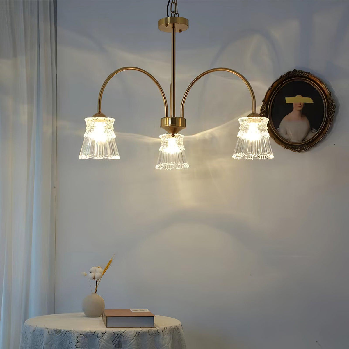 Rostor Kroonluchter Kristalglas Midcentury goudkleurig