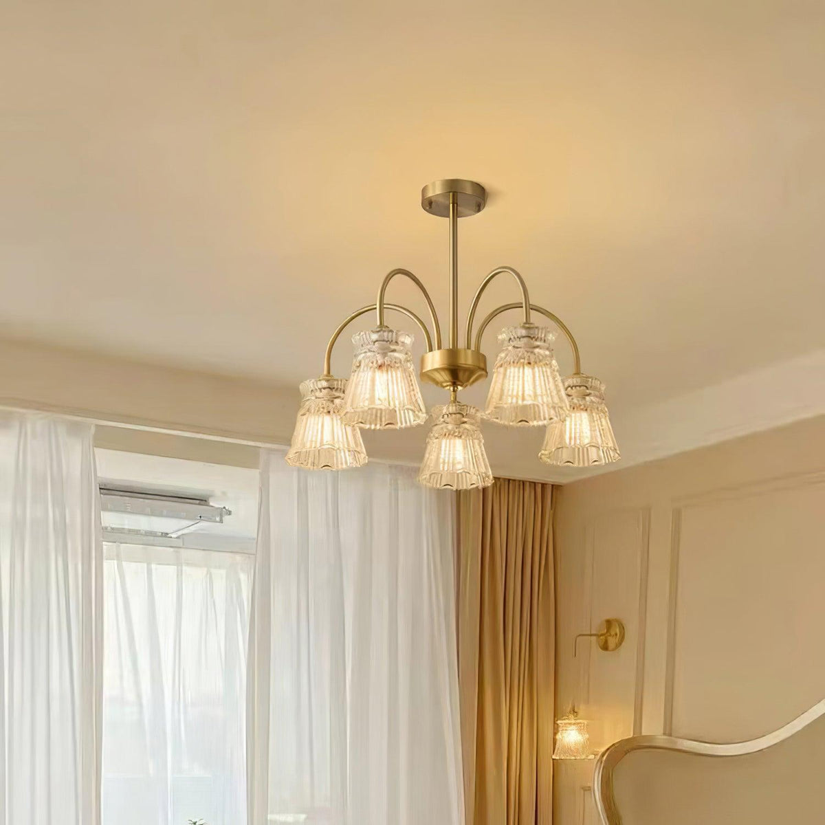 Rostor Kroonluchter Kristalglas Midcentury goudkleurig