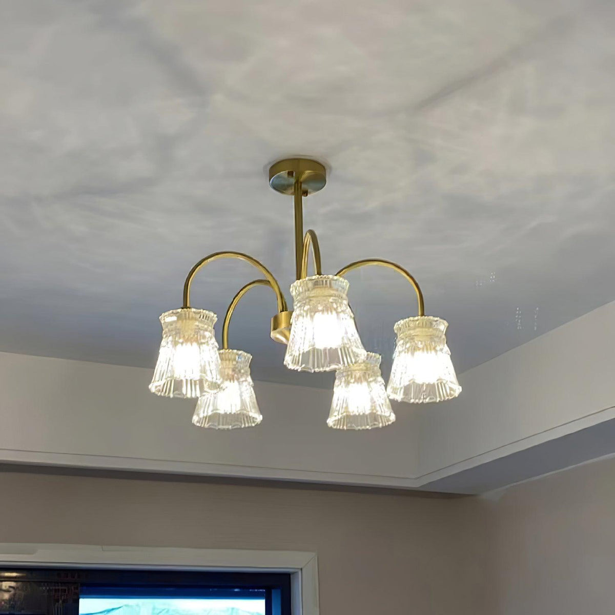 Rostor Kroonluchter Kristalglas Midcentury goudkleurig