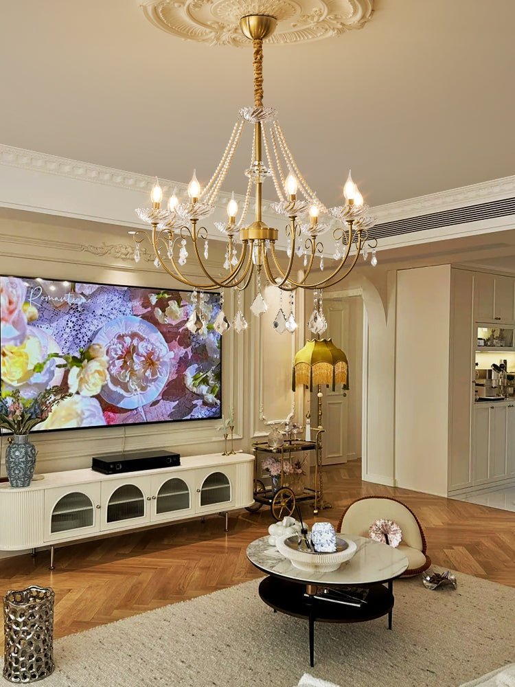 Elyisian kroonluchter met parel kristal elegante klassieke stijl