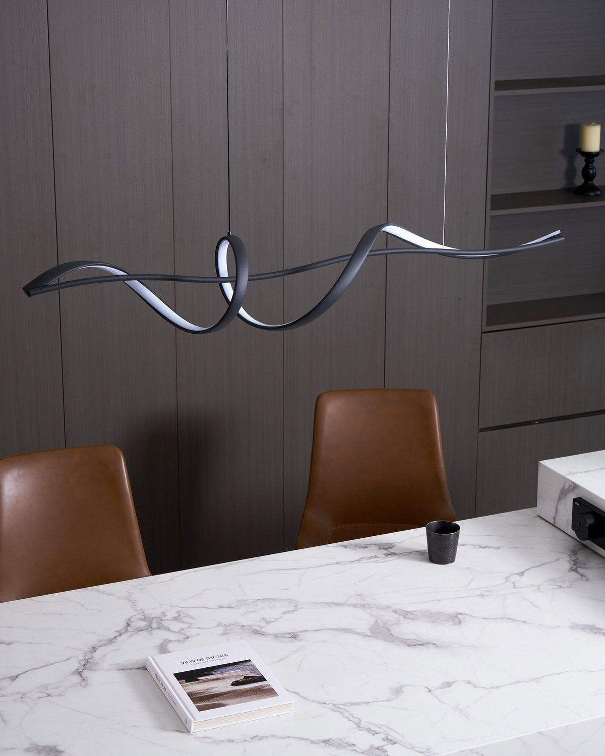 Calelina modern zwart LED Wave hanglamp