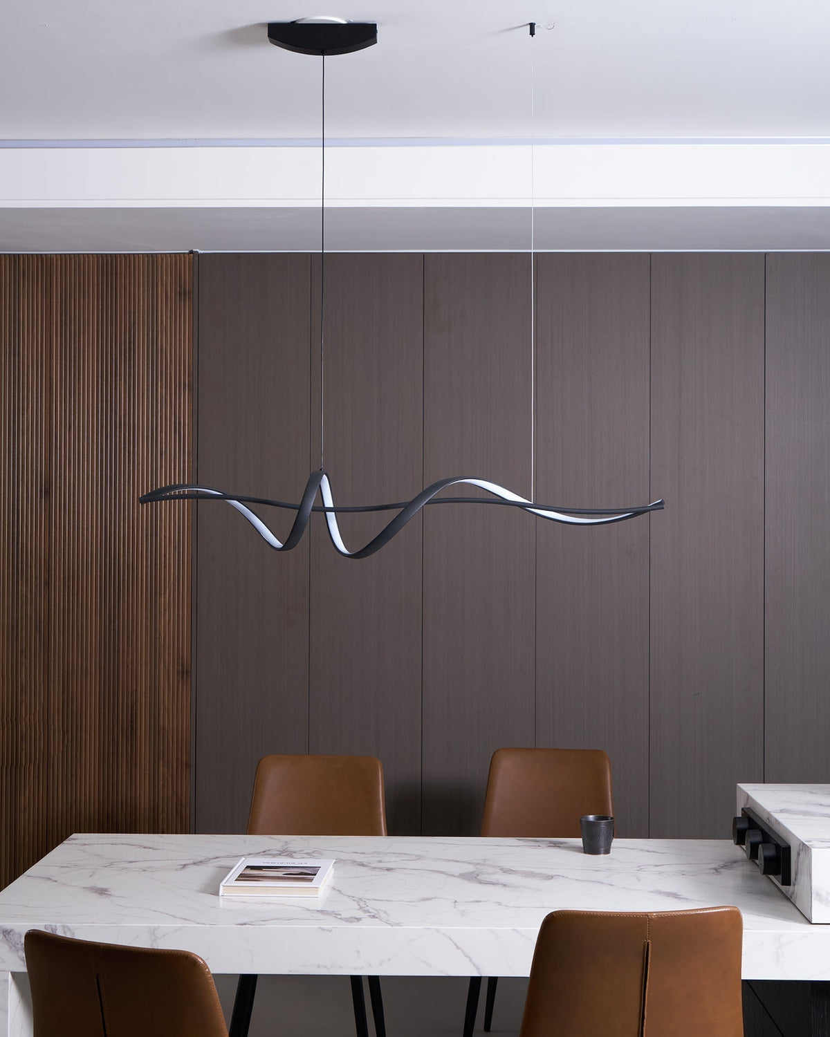 Calelina modern zwart LED Wave hanglamp