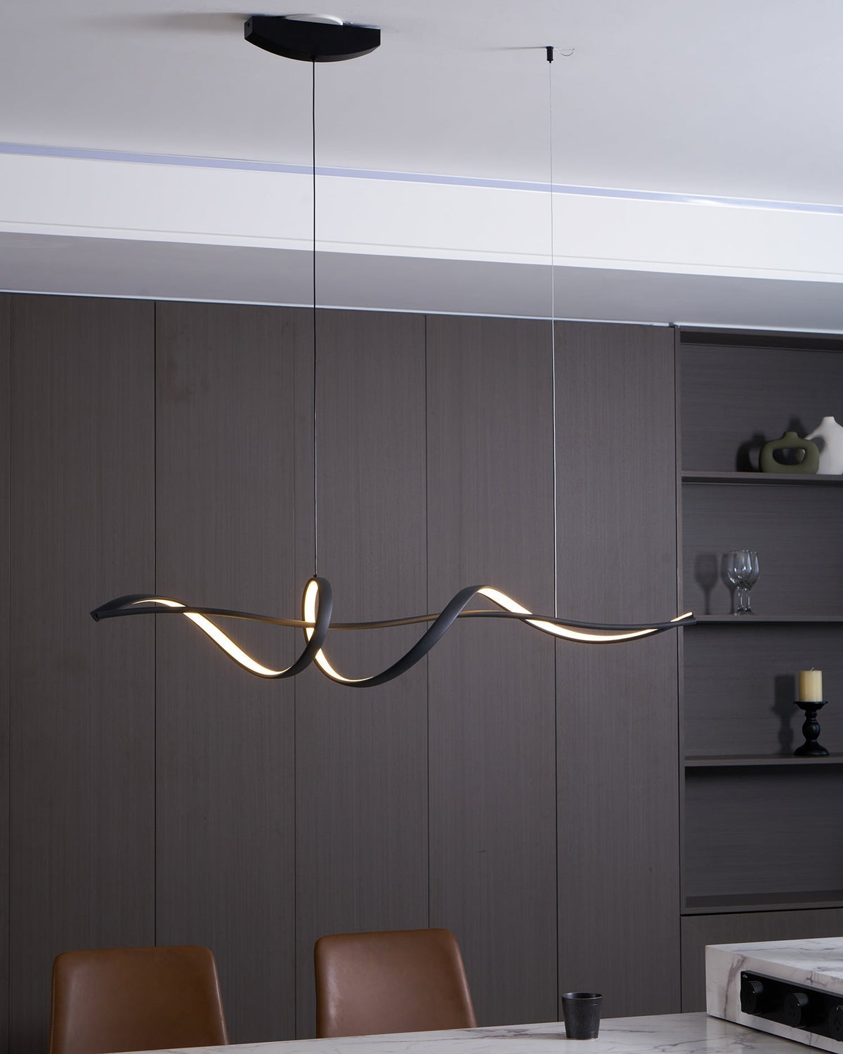 Calelina modern zwart LED Wave hanglamp