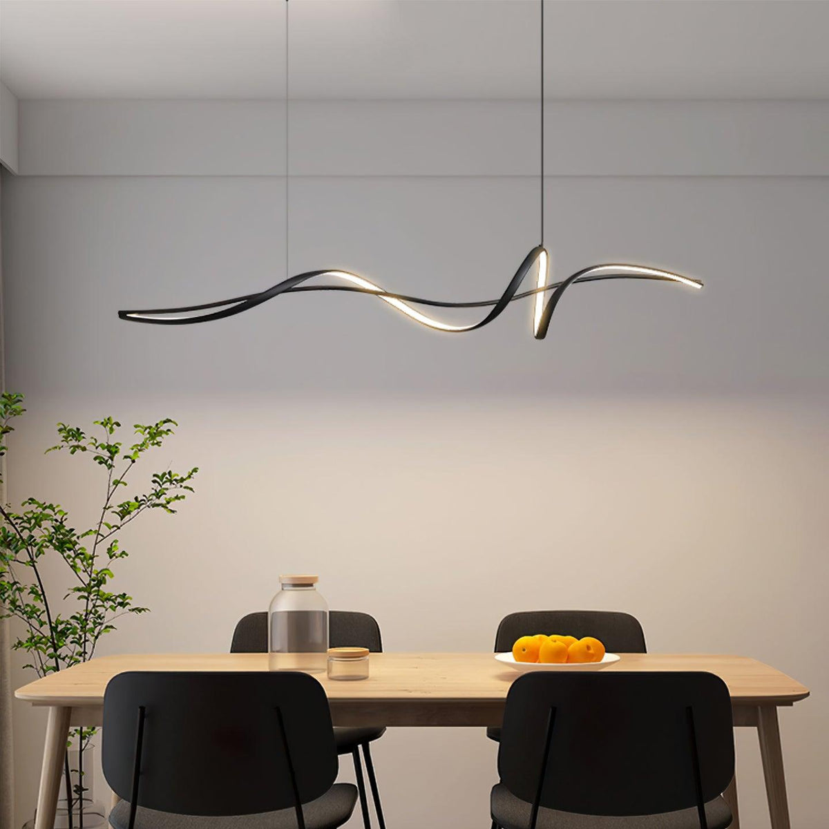 Calelina modern zwart LED Wave hanglamp