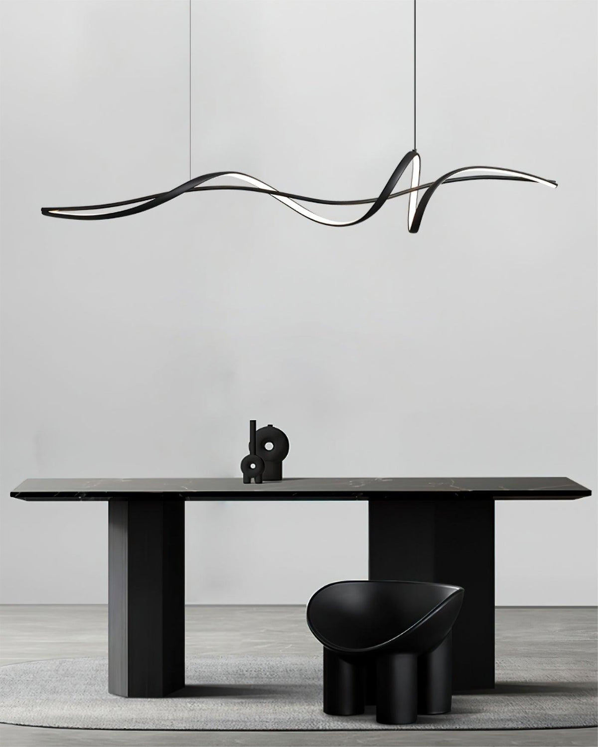 Calelina modern zwart LED Wave hanglamp