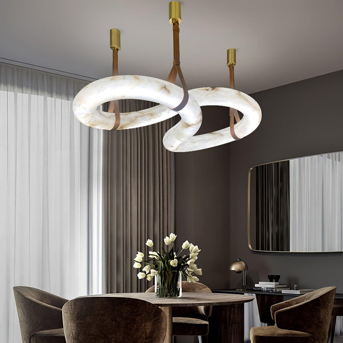 Luste albasten hanglamp met gesloten ring
