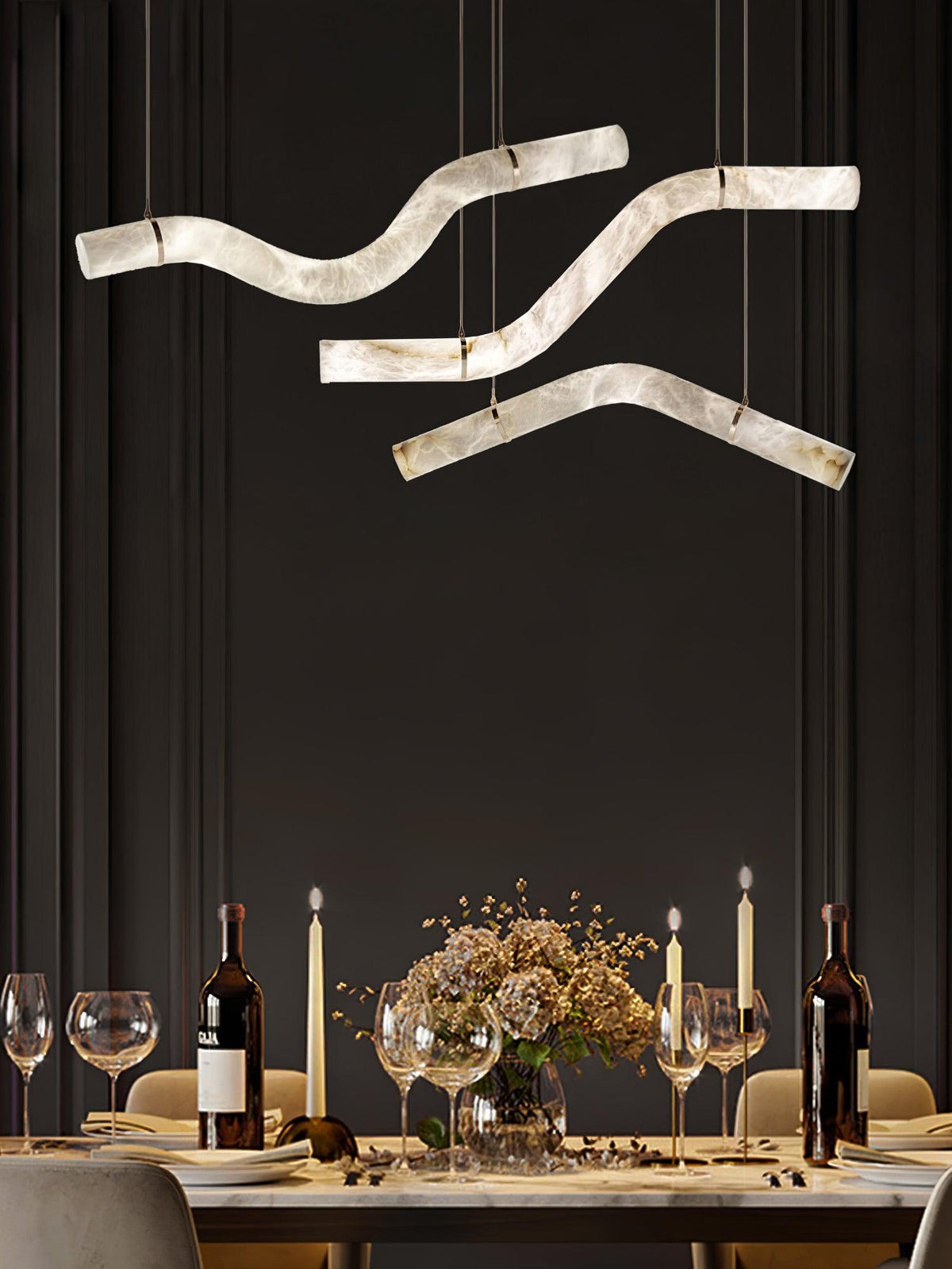 Luste albasten hanglamp met gesloten ring