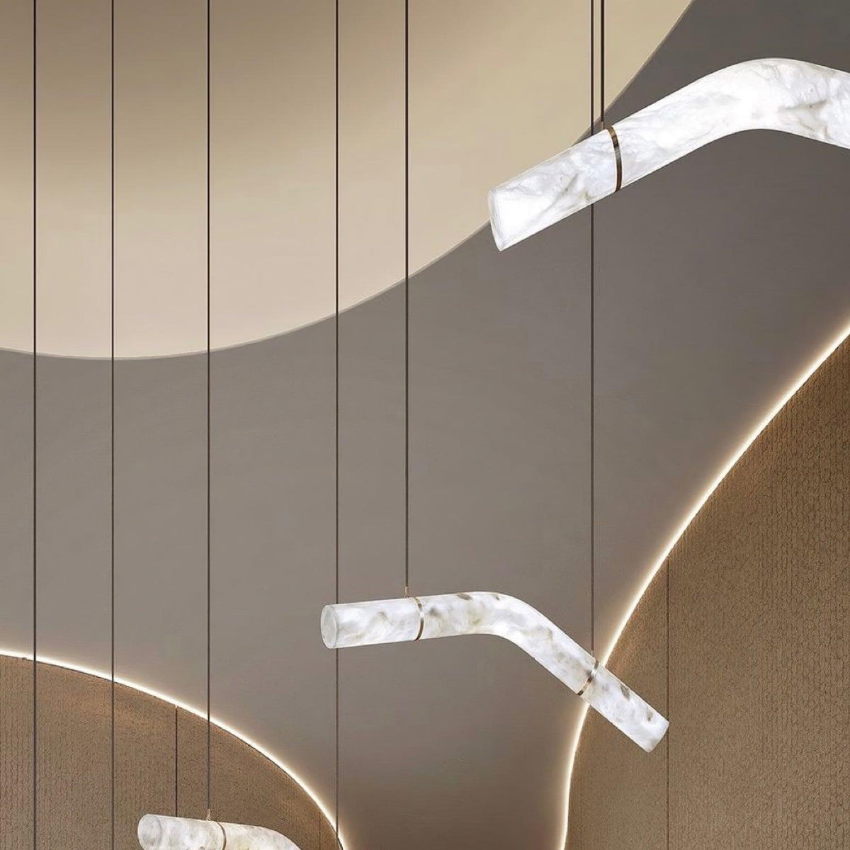 Luste albasten hanglamp met gesloten ring