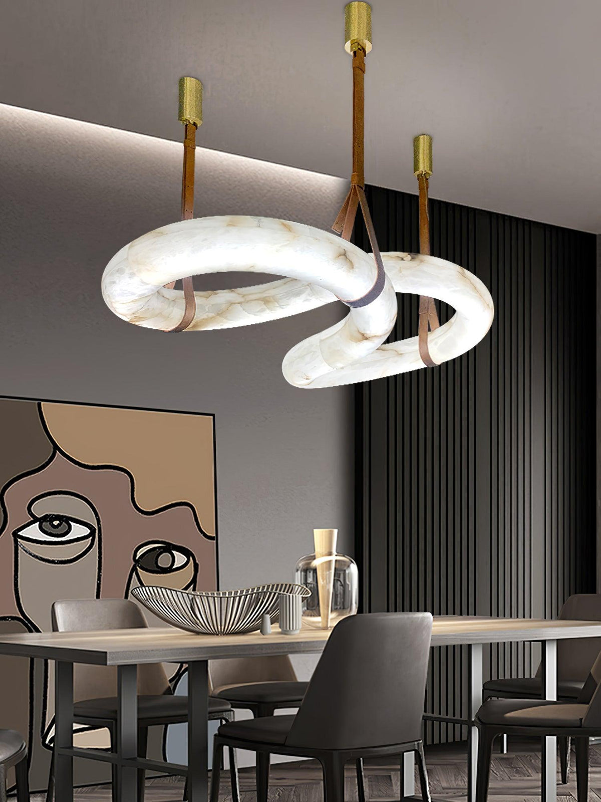 Luste albasten hanglamp met gesloten ring