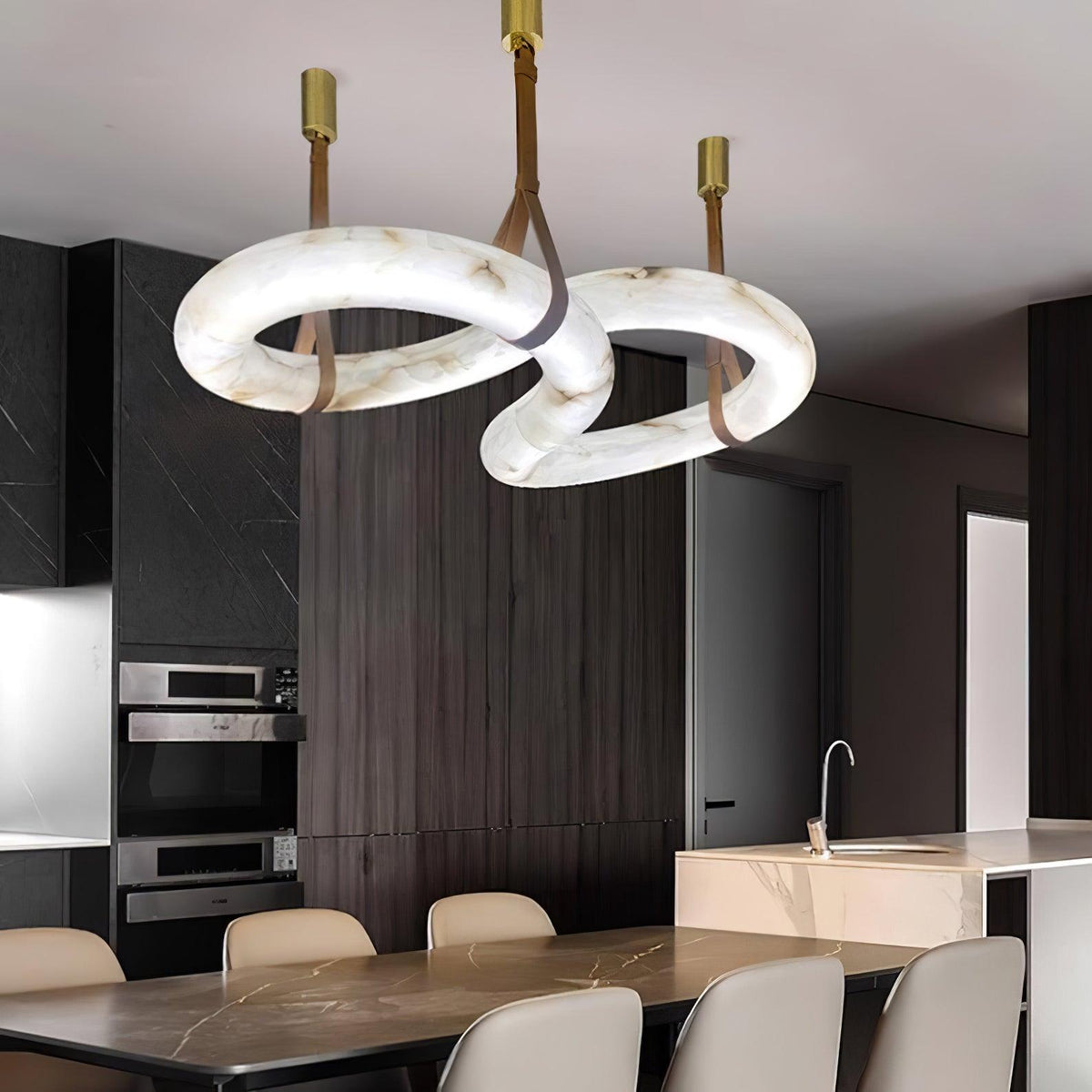Luste albasten hanglamp met gesloten ring