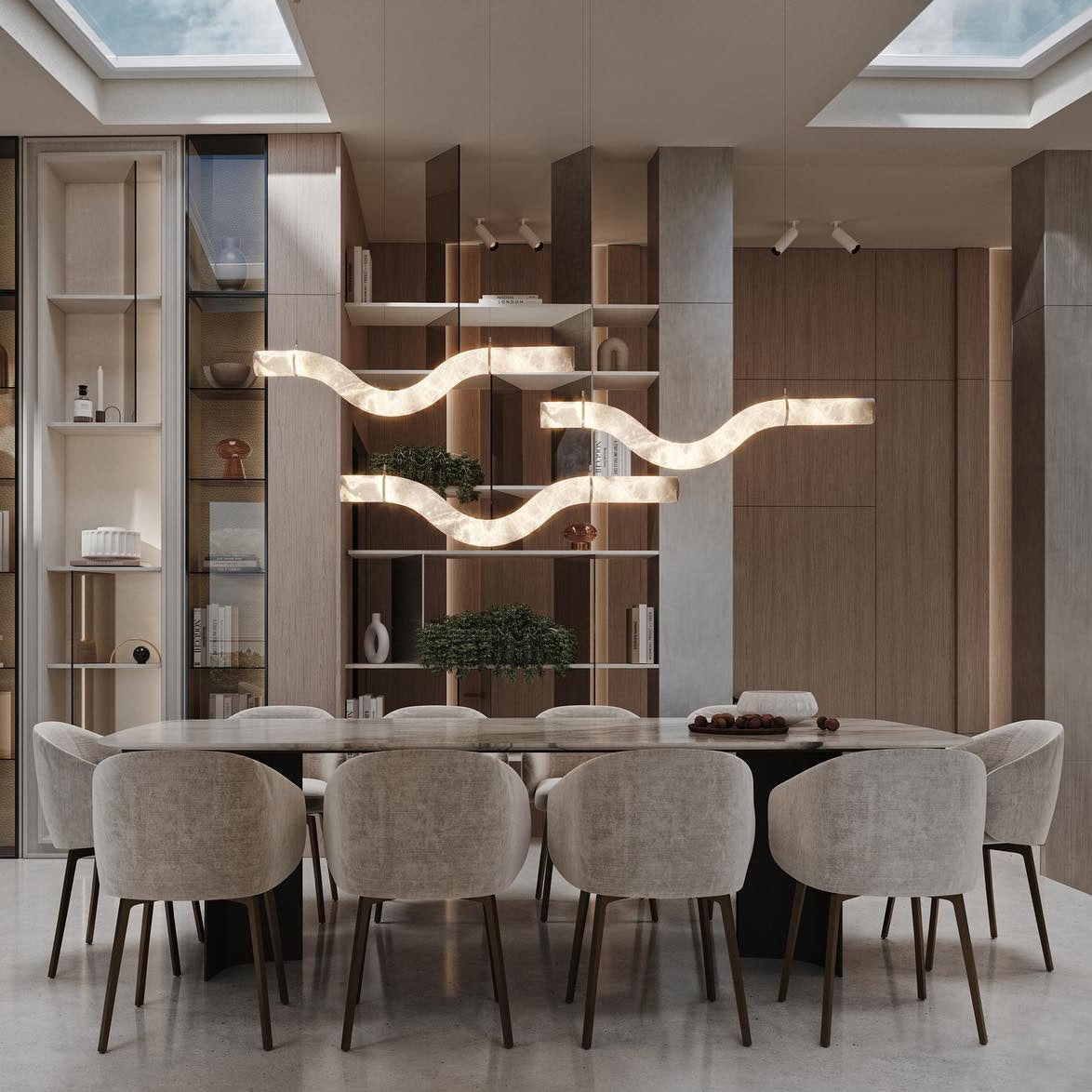 Luste albasten hanglamp met gesloten ring