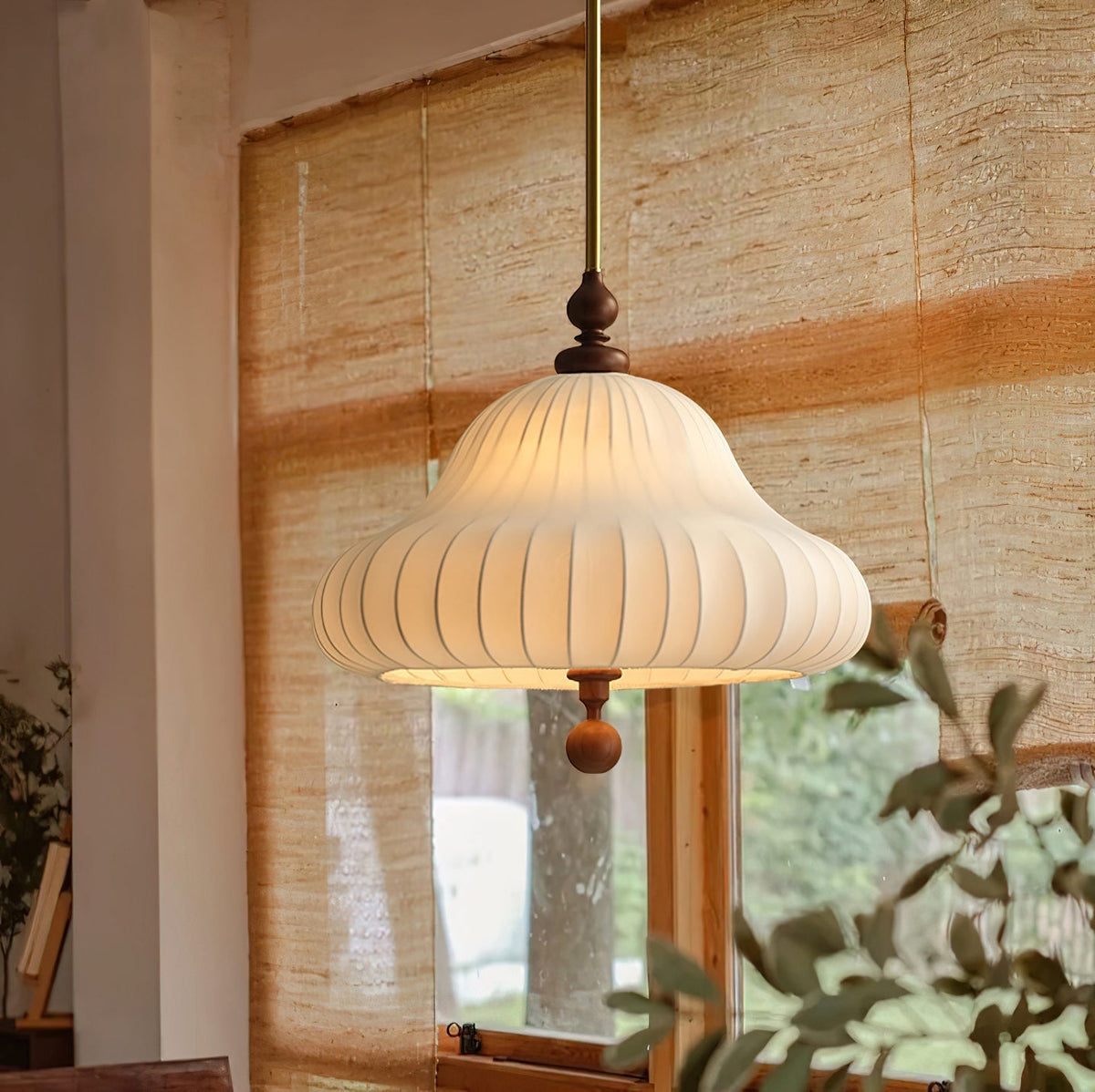 Caserielle hanglamp bloeiende bloemvorm messing