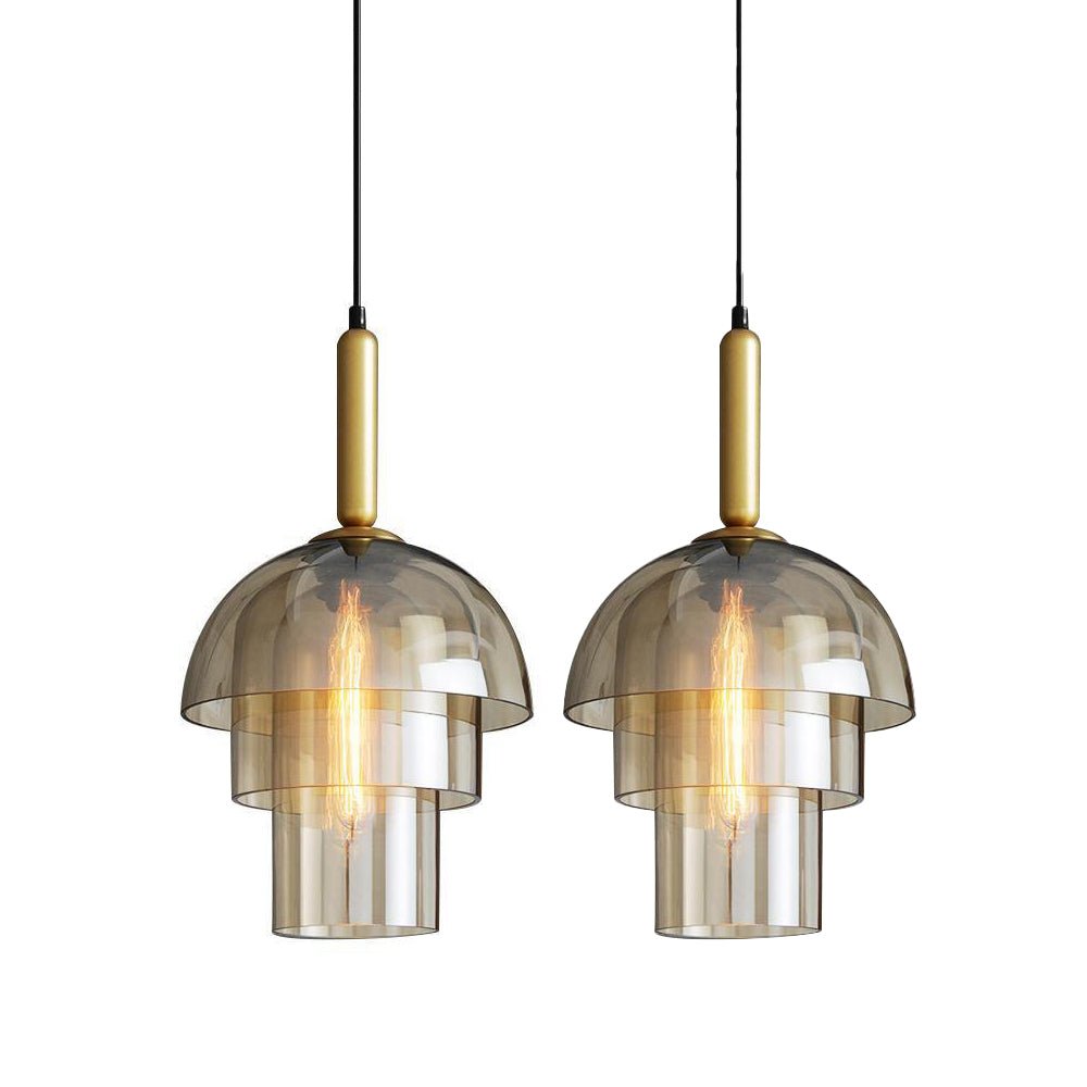 Renley hanglamp glazen kap cognac messing mid-century