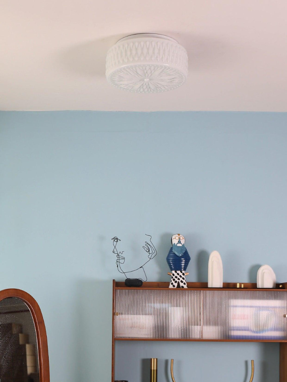 Lioriira plafondlamp glazen kap en acryl moderne maantort