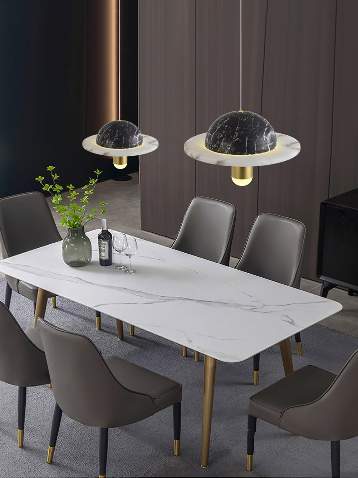 Jutta hanglamp marmer leer fusie