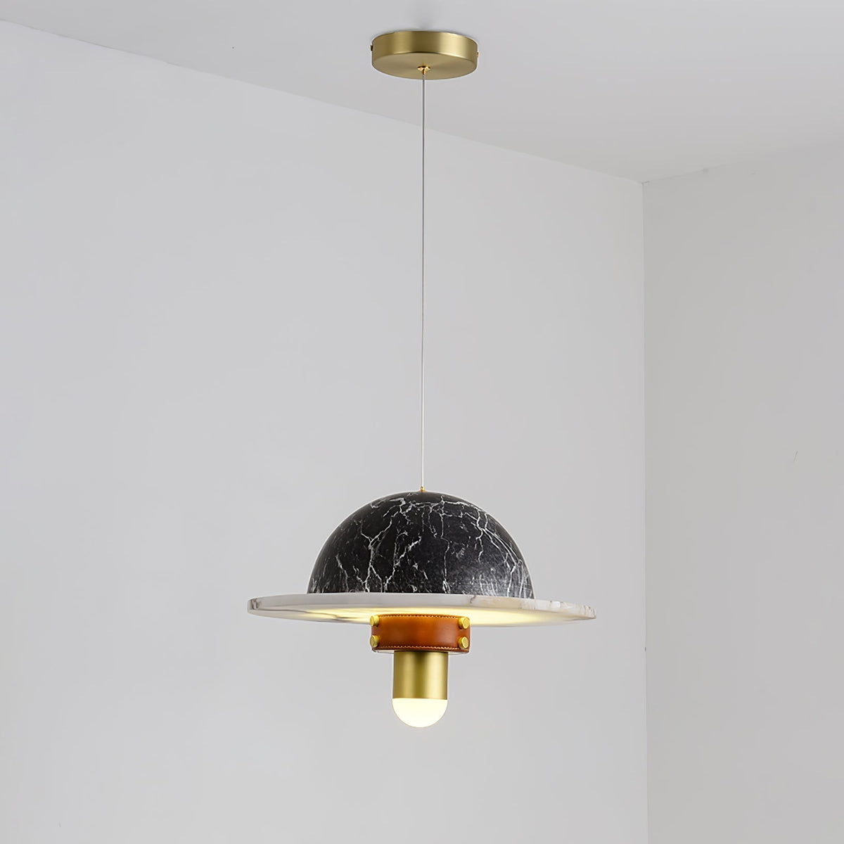 Jutta hanglamp marmer leer fusie