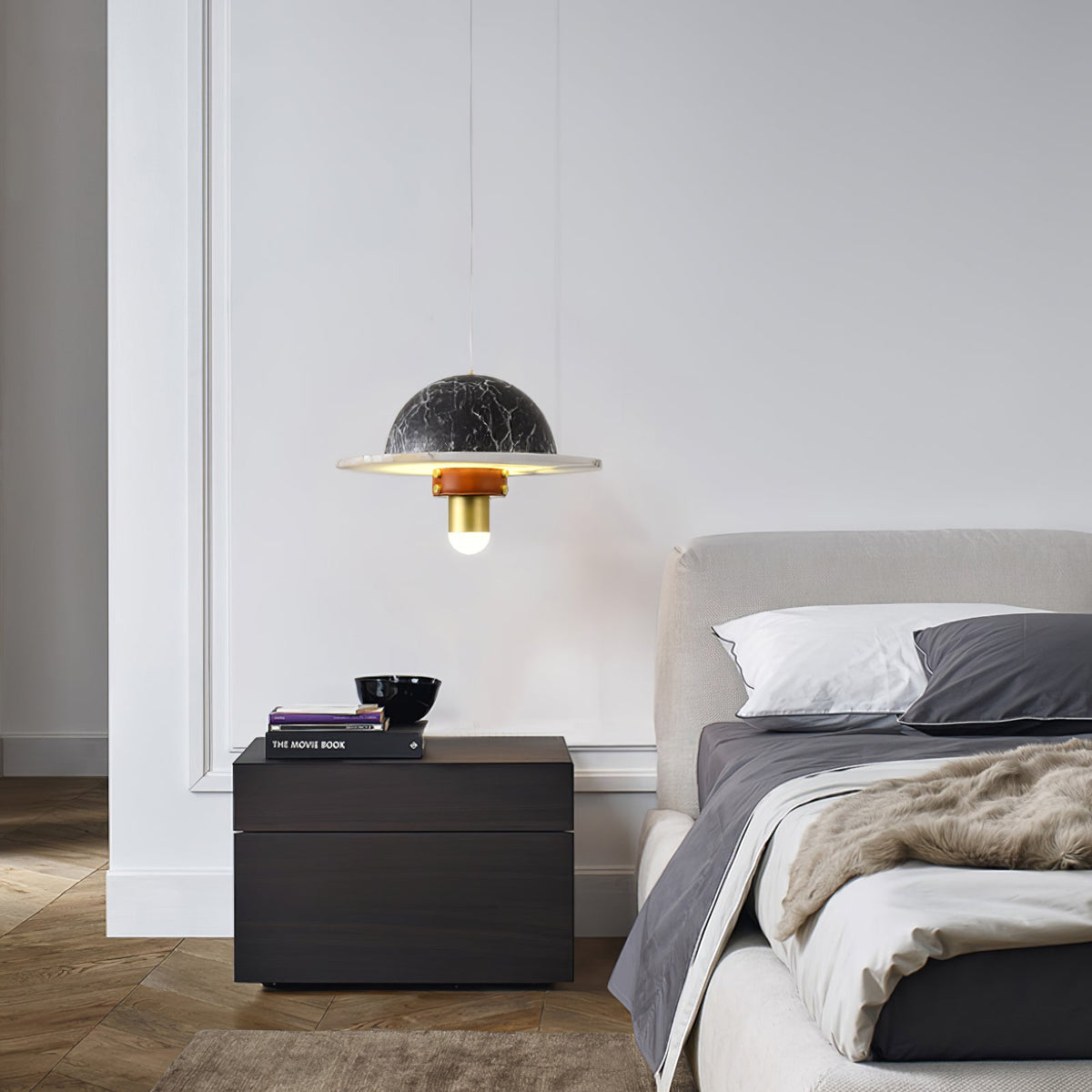 Jutta hanglamp marmer leer fusie