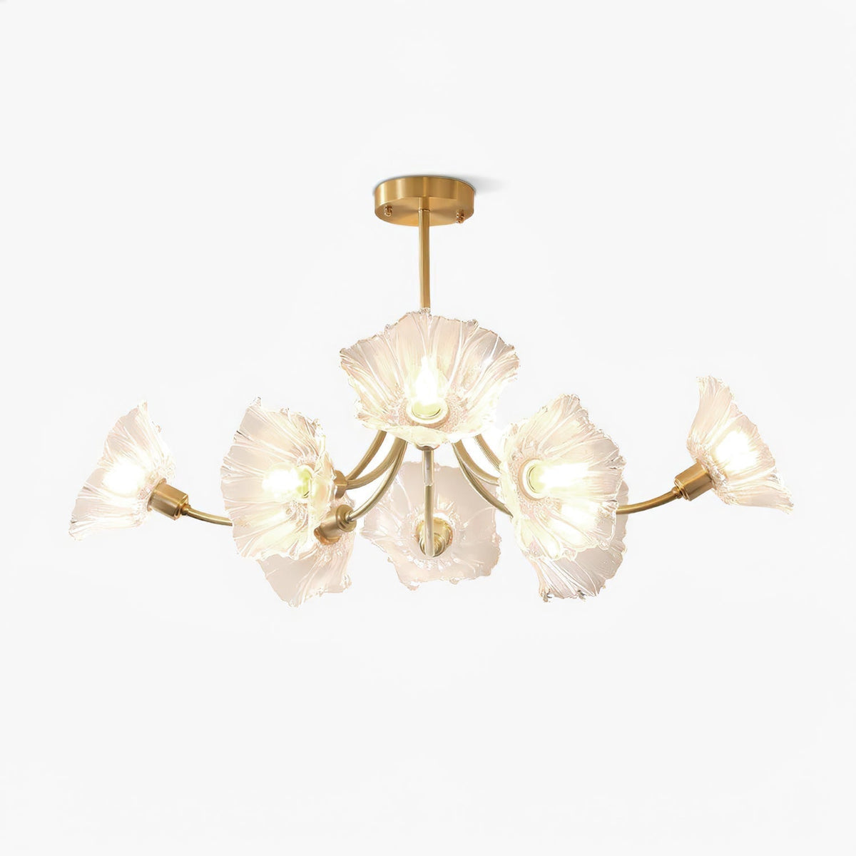 Fife Flower glas kroonluchter met messing afwerking
